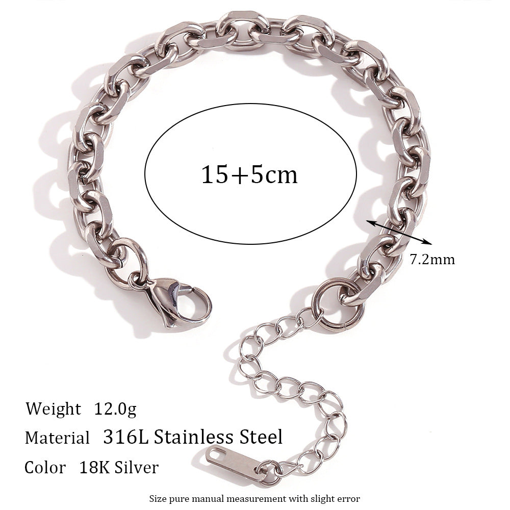 Stainless Steel Titanium Steel Hip-hop Geometric Plating Bracelets Anklet Necklace