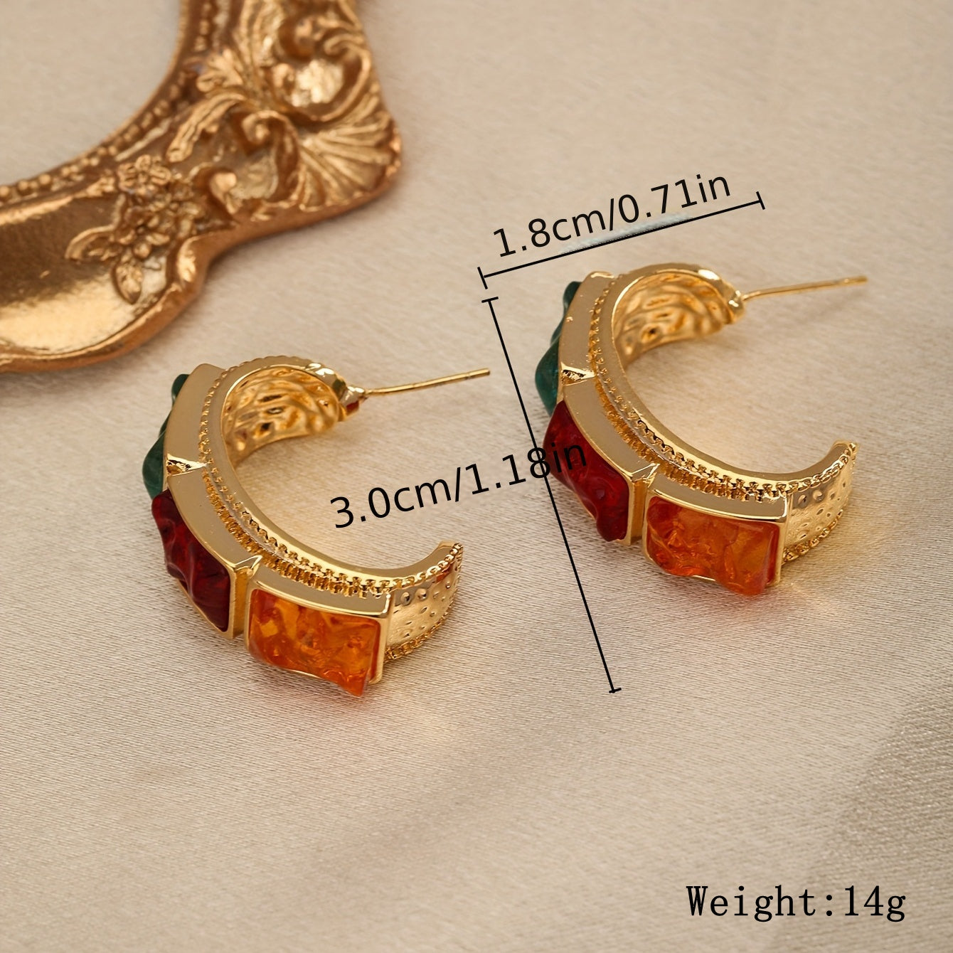 1 Pair Glam Retro C Shape Heart Shape Flower Plating Inlay Copper Artificial Crystal Zircon Ear Studs