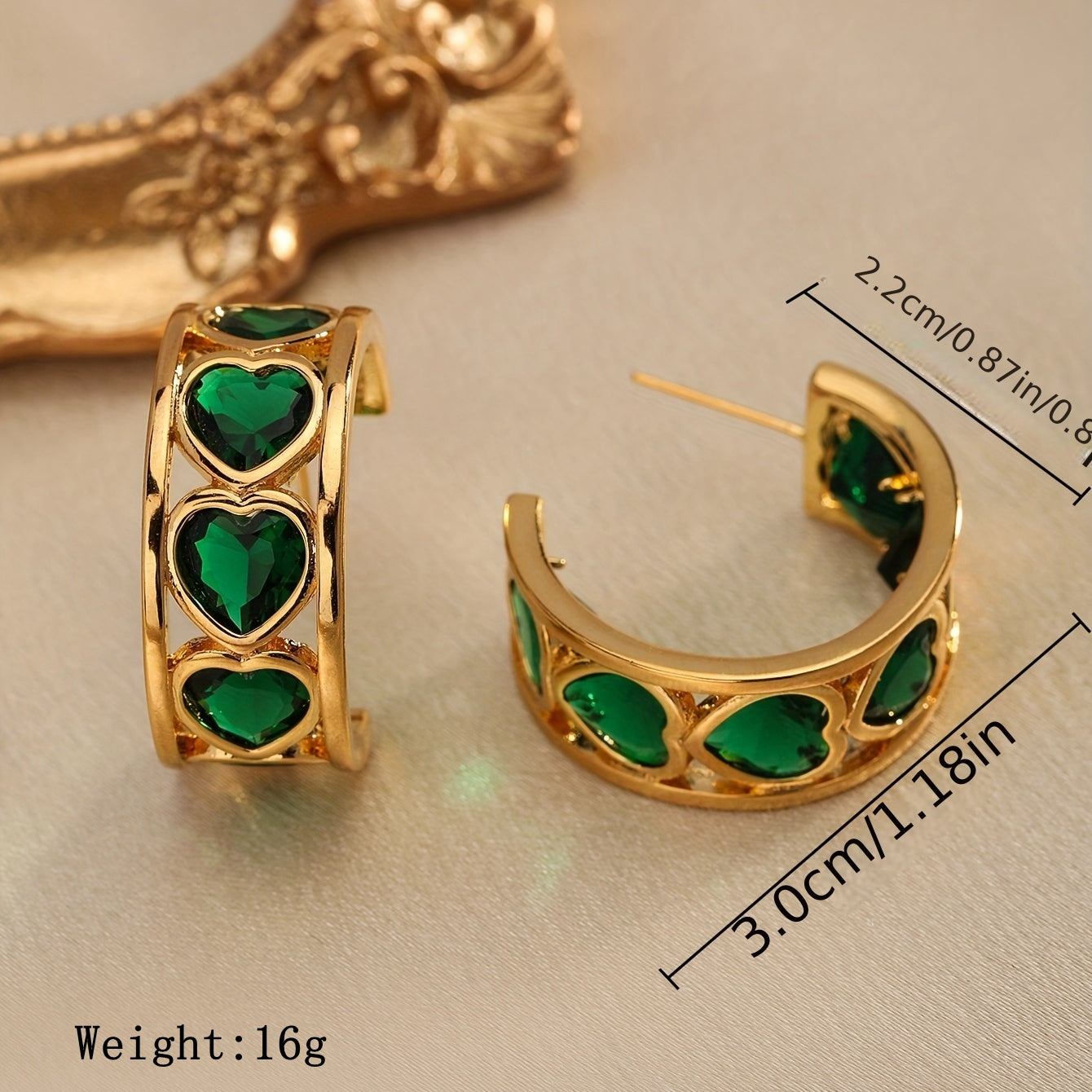 1 Pair Glam Retro C Shape Heart Shape Flower Plating Inlay Copper Artificial Crystal Zircon Ear Studs