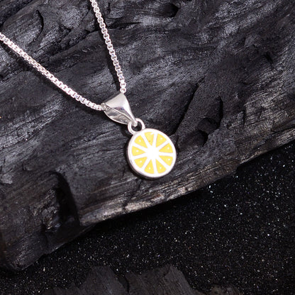 Copper Cute Sweet Lemon Enamel Plating Pendant Necklace