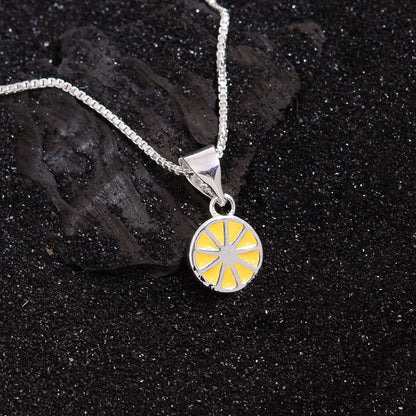 Copper Cute Sweet Lemon Enamel Plating Pendant Necklace