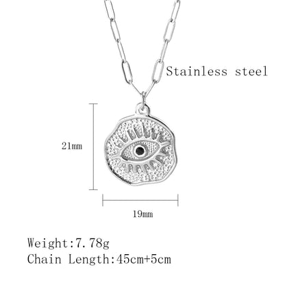 Stainless Steel Retro Devil's Eye Plating Inlay Rhinestones Pendant Necklace