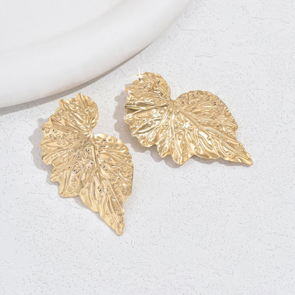 1 Pair IG Style Leaves Plating Alloy Ear Studs
