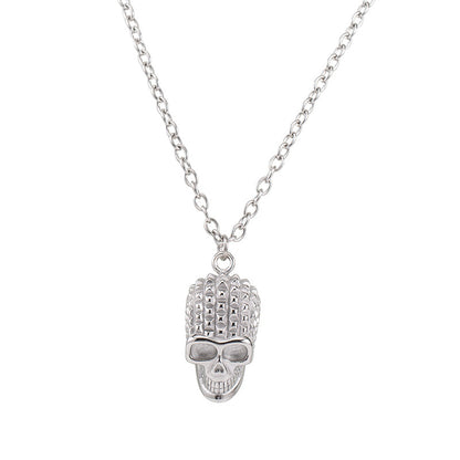 Titanium Steel Hip-Hop Geometric Skull Plating Pendant Necklace