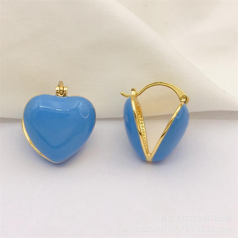 1 Pair Cute Heart Shape Brass Ear Studs