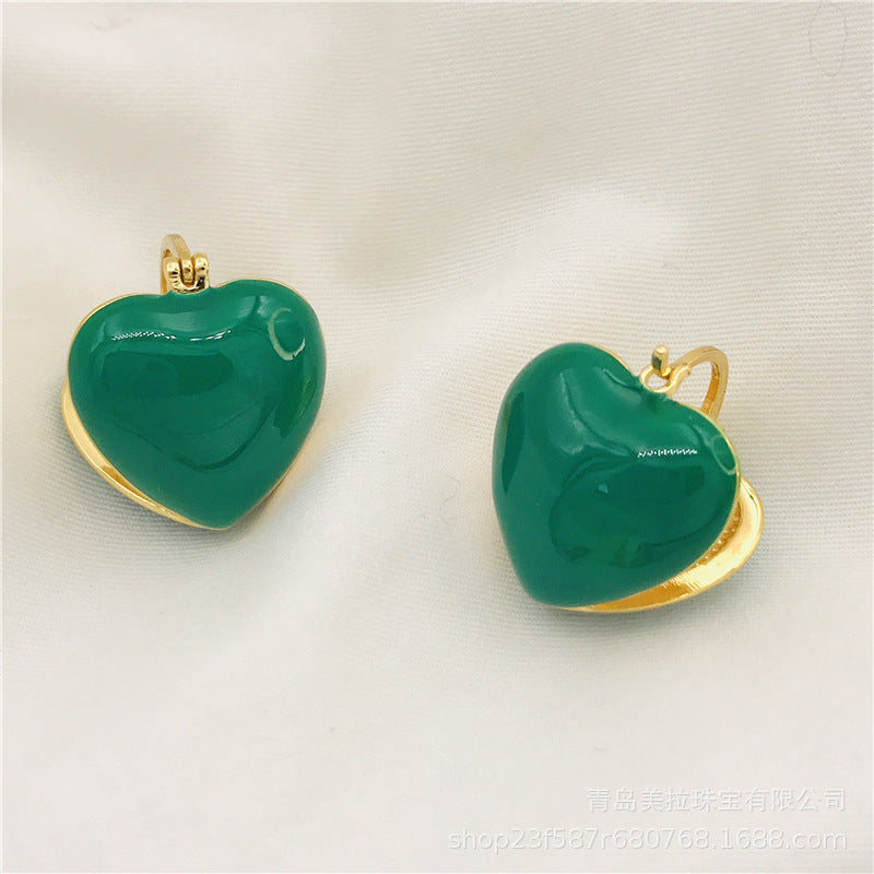 1 Pair Cute Heart Shape Brass Ear Studs