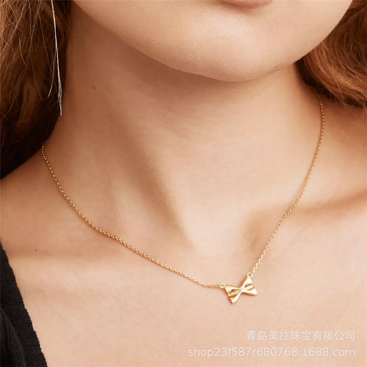 Copper Simple Style Bow Knot Plating Pendant Necklace