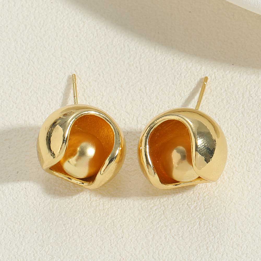 1 Pair Vintage Style Round Inlay Copper Zircon 14K Gold Plated Ear Studs