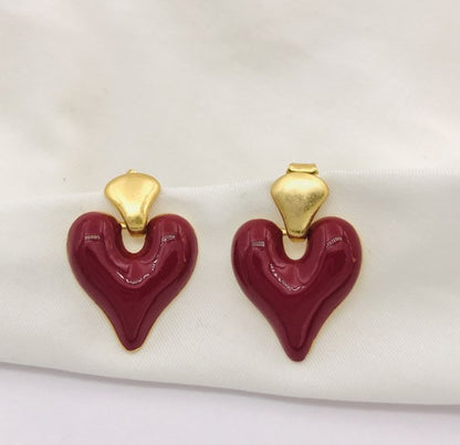 1 Pair Vintage Style Heart Shape Plating Brass Drop Earrings