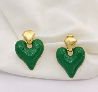 1 Pair Vintage Style Heart Shape Plating Brass Drop Earrings