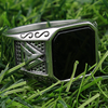 Vintage Style Punk Geometric 304 Stainless Steel Polishing Inlay Agate Men'S Wide Band Rings