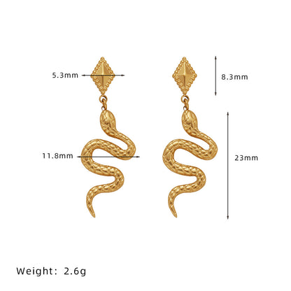 1 Pair IG Style Snake Stainless Steel Drop Earrings