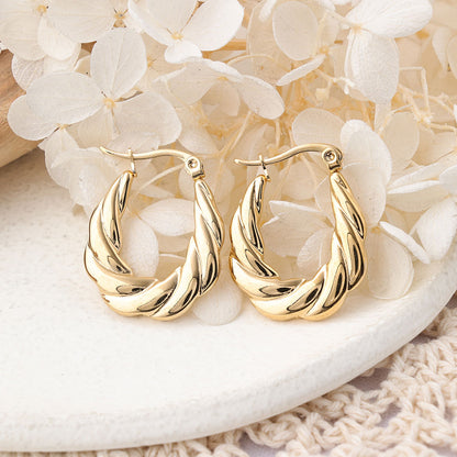 1 Pair IG Style U Shape Plating Stainless Steel Hoop Earrings