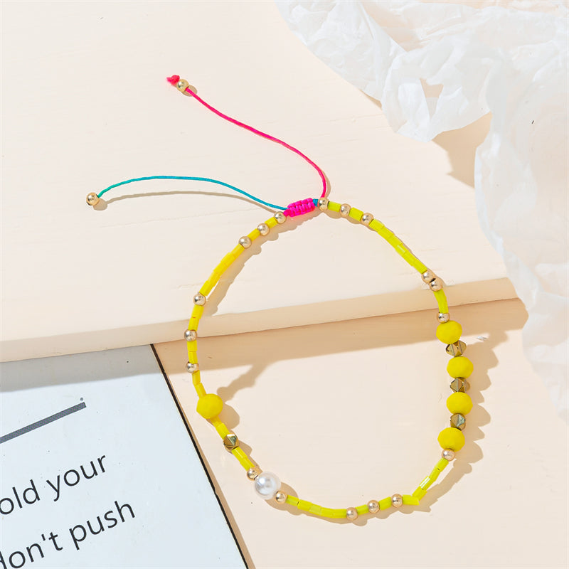 Casual Basic Color Block Artificial Crystal Beaded Braid Women's Bracelets