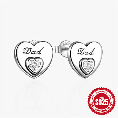 1 Pair Simple Style Heart Shape Inlay Sterling Silver Zircon Ear Studs