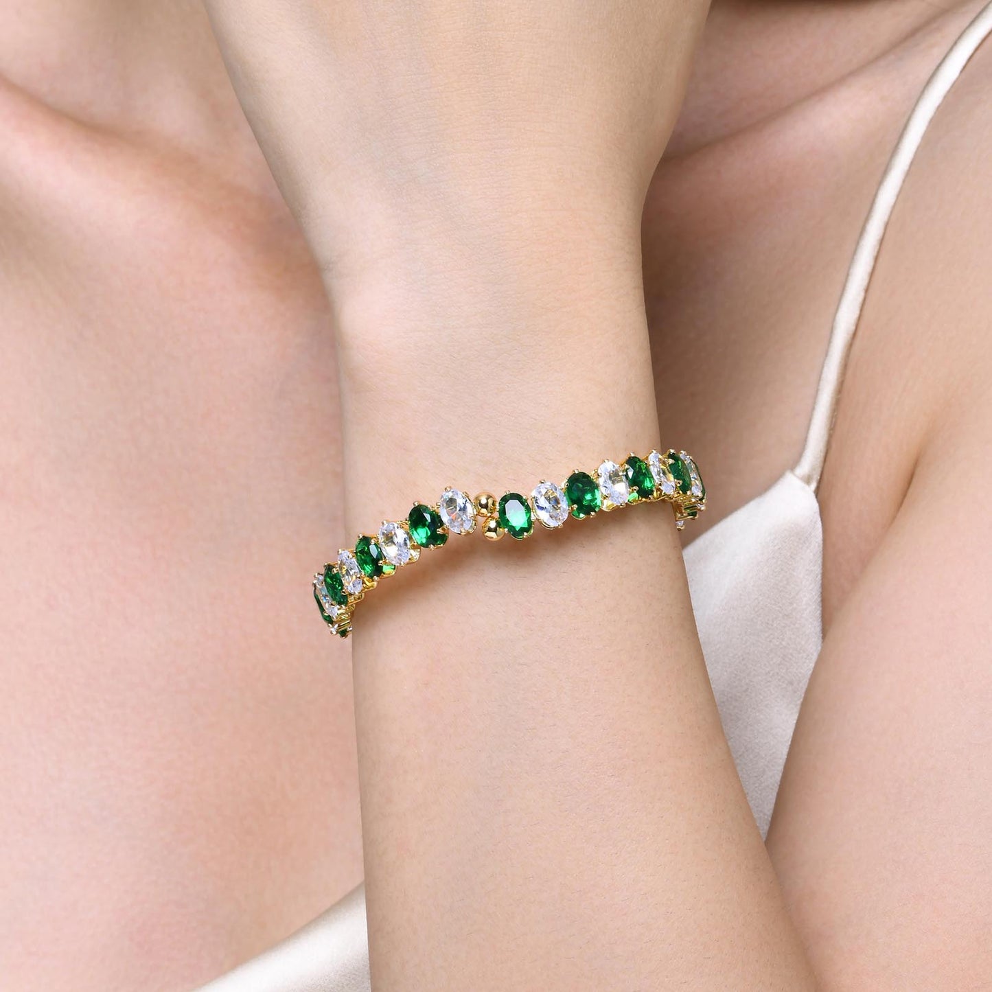 Copper Vintage Style Color Block Plating Inlay Zircon Wristband