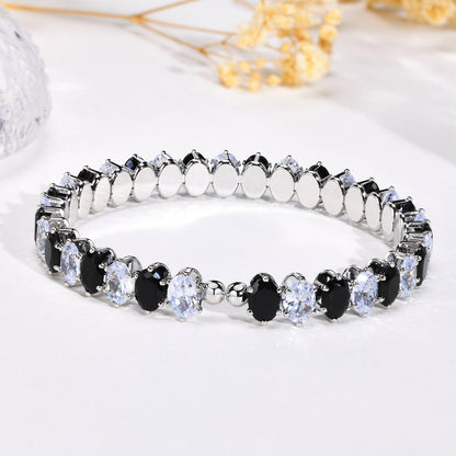 Copper Vintage Style Color Block Plating Inlay Zircon Wristband