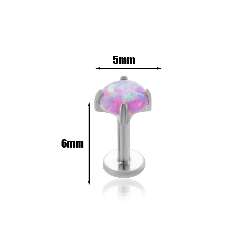 1 Piece Simple Style Round Plating Inlay Stainless Steel Opal Ear Studs