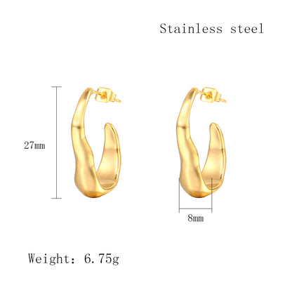 1 Pair IG Style Irregular Heart Shape Shell Plating Stainless Steel Ear Studs