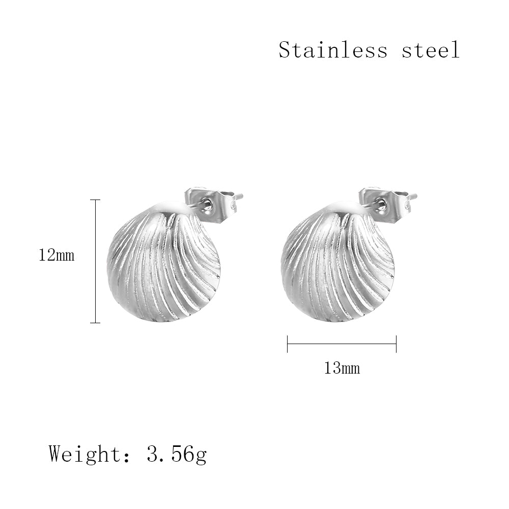 1 Pair IG Style Irregular Heart Shape Shell Plating Stainless Steel Ear Studs