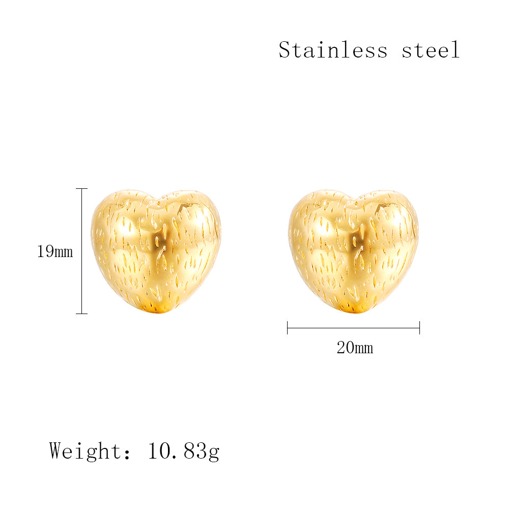 1 Pair IG Style Irregular Heart Shape Shell Plating Stainless Steel Ear Studs