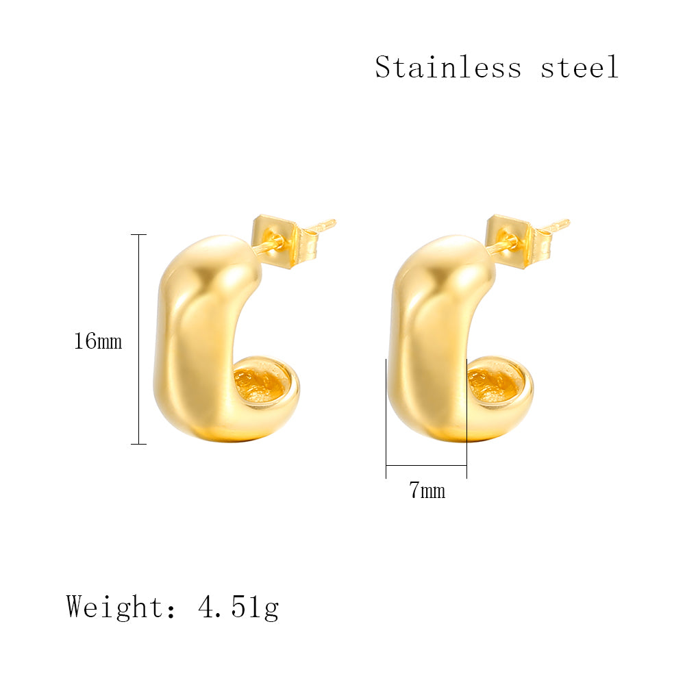 1 Pair IG Style Irregular Heart Shape Shell Plating Stainless Steel Ear Studs