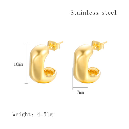 1 Pair IG Style Irregular Heart Shape Shell Plating Stainless Steel Ear Studs