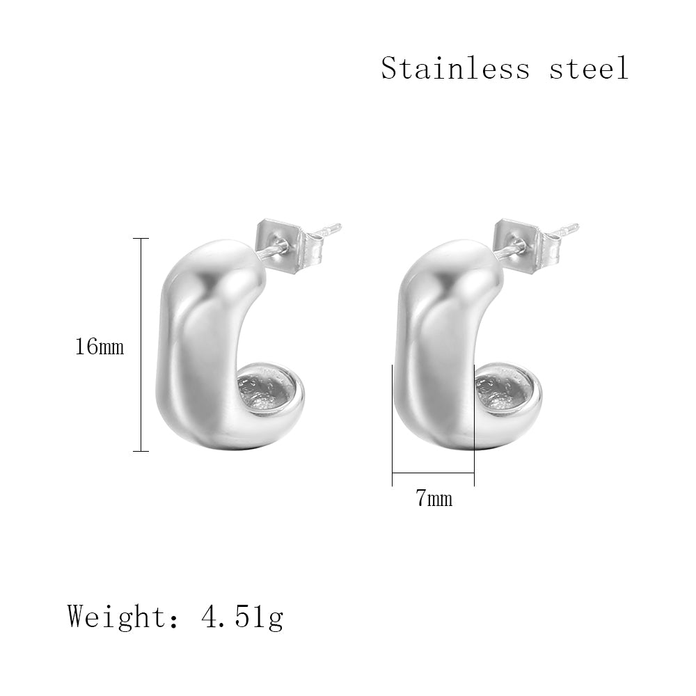 1 Pair IG Style Irregular Heart Shape Shell Plating Stainless Steel Ear Studs