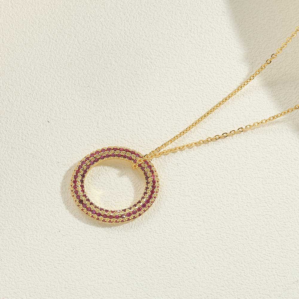 Copper 14K Gold Plated White Gold Plated Simple Style Circle Inlay Zircon Pendant Necklace