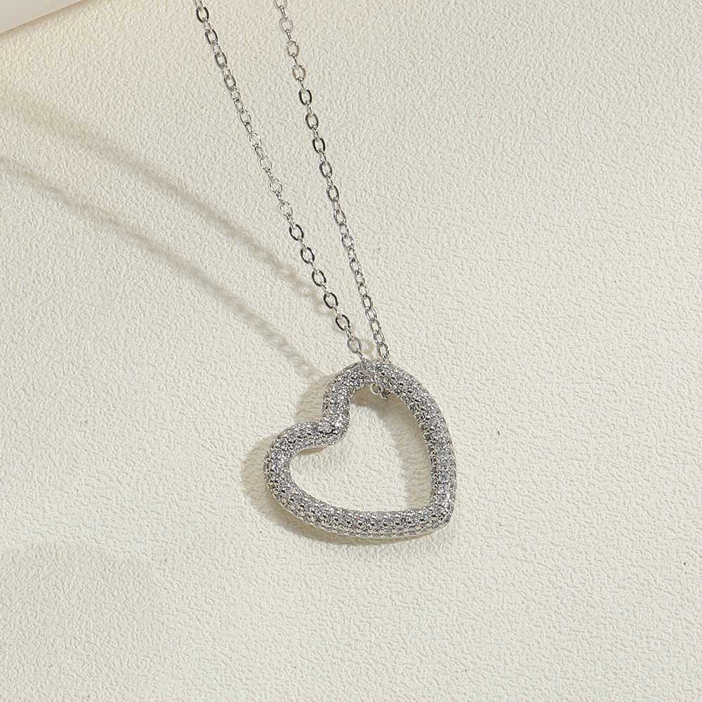 Copper 14K Gold Plated White Gold Plated Vintage Style Heart Shape Inlay Zircon Pendant Necklace