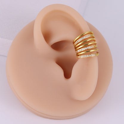 1 Piece IG Style Elegant Geometric Inlay Copper Zircon 18K Gold Plated Ear Cuffs