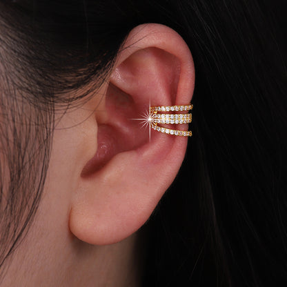 1 Piece IG Style Elegant Geometric Inlay Copper Zircon 18K Gold Plated Ear Cuffs