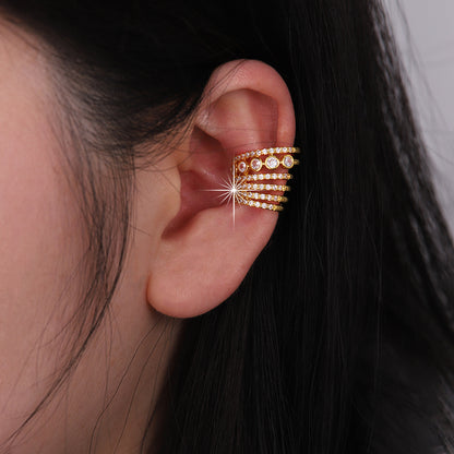 1 Piece IG Style Elegant Geometric Inlay Copper Zircon 18K Gold Plated Ear Cuffs