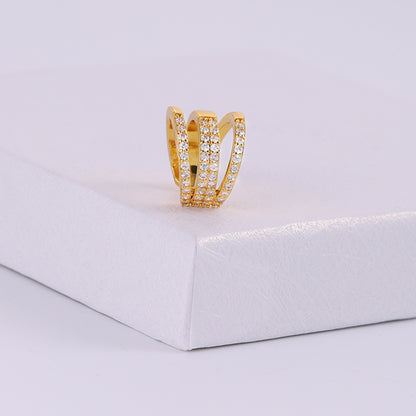 1 Piece IG Style Elegant Geometric Inlay Copper Zircon 18K Gold Plated Ear Cuffs