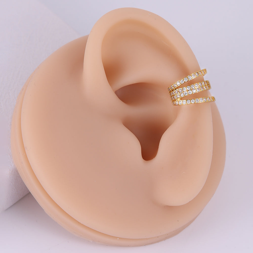 1 Piece IG Style Elegant Geometric Inlay Copper Zircon 18K Gold Plated Ear Cuffs