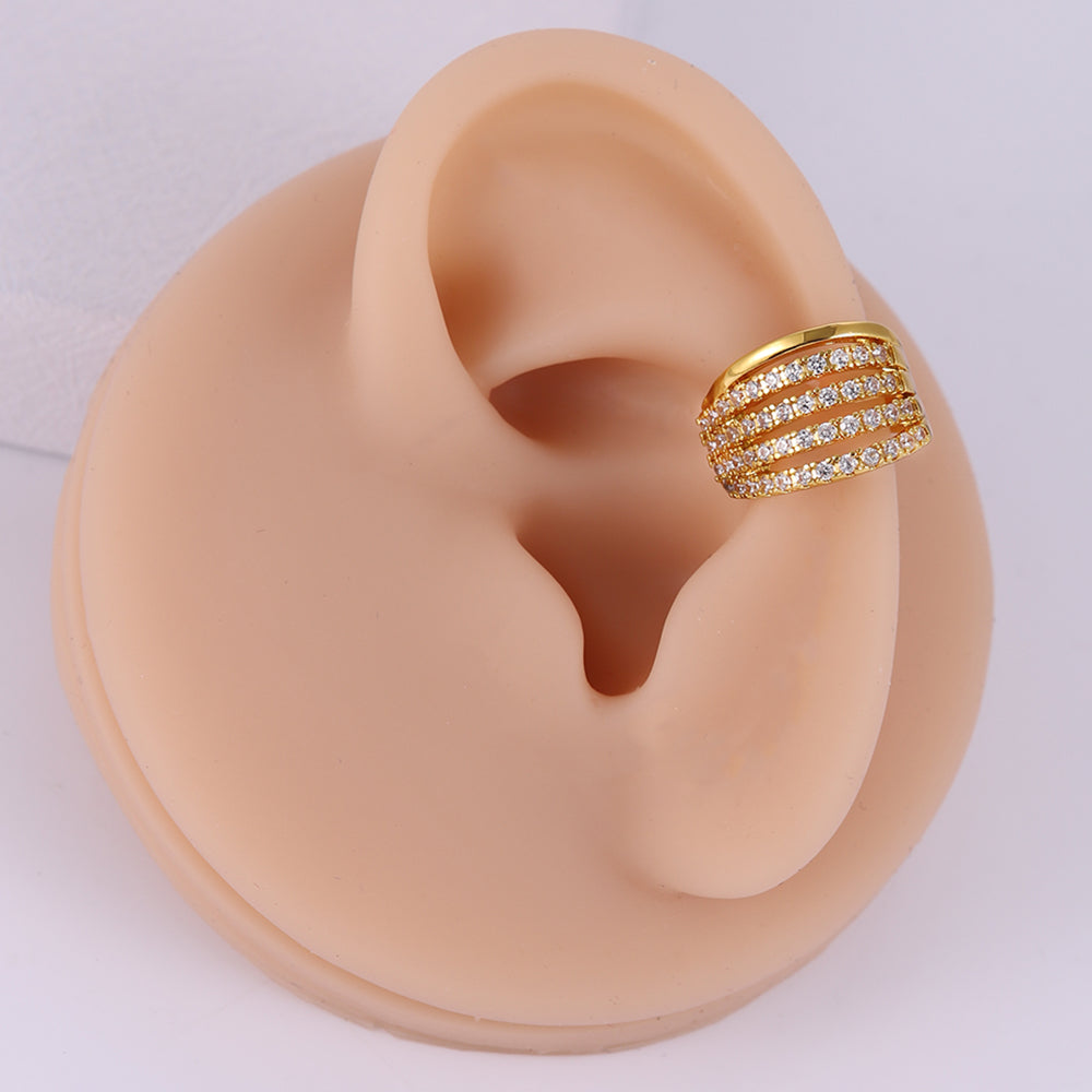 1 Piece IG Style Elegant Geometric Inlay Copper Zircon 18K Gold Plated Ear Cuffs