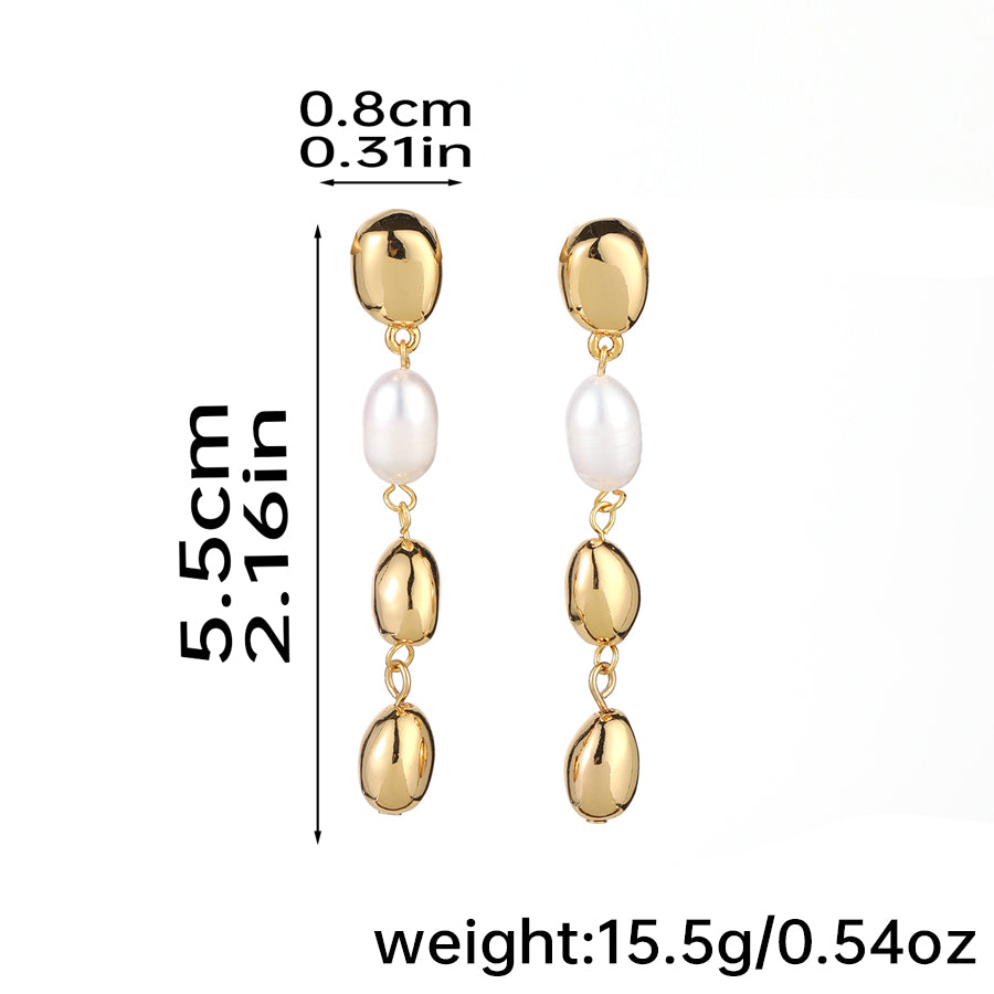 1 Pair Elegant Glam Geometric Plating Inlay Copper Rhinestones Freshwater Pearl Drop Earrings