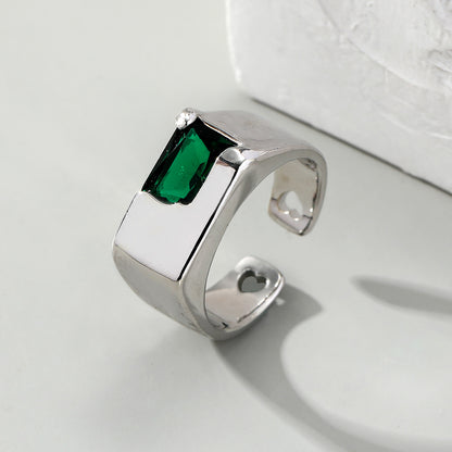 Wholesale Simple Style Geometric Color Block Copper Plating Inlay Zircon Open Rings