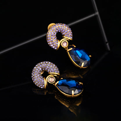 1 Pair Elegant Retro Luxurious Water Droplets Plating Inlay Copper Zircon Drop Earrings