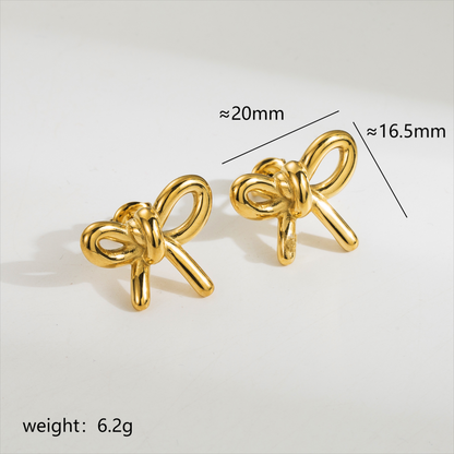 1 Pair Cute Simple Style Classic Style Bow Knot Plating Stainless Steel 18k Gold Plated Ear Studs