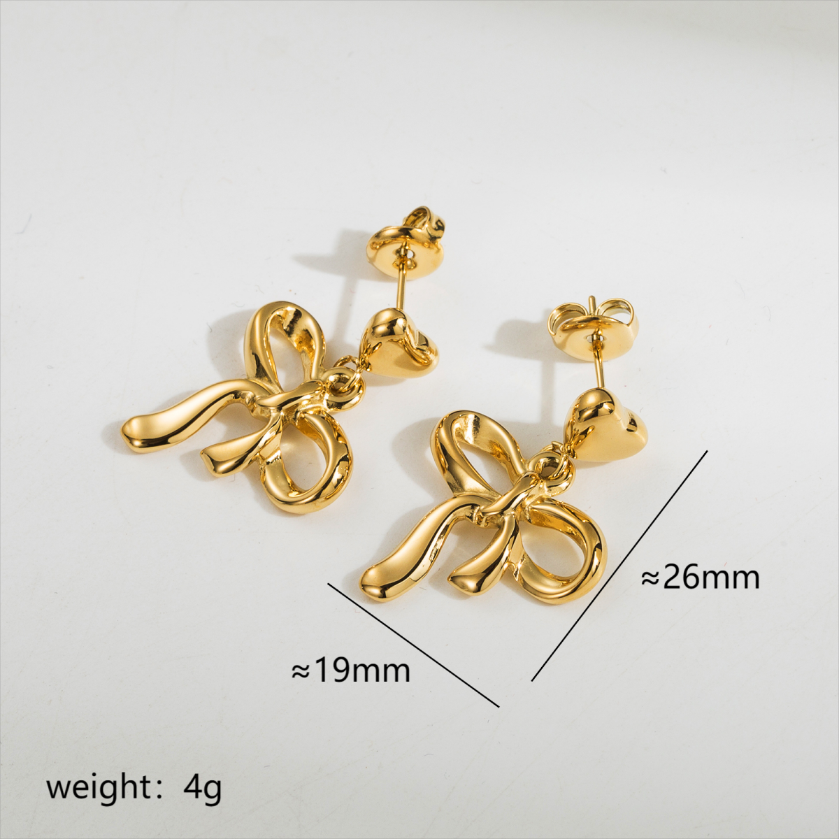 1 Pair Cute Simple Style Classic Style Bow Knot Plating Stainless Steel 18k Gold Plated Ear Studs