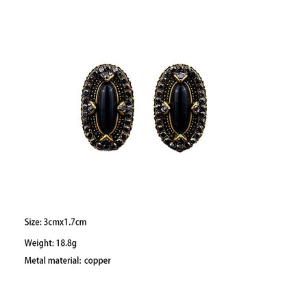 1 Pair Elegant Glam Shiny Oval Plating Inlay Copper Zircon Ear Studs