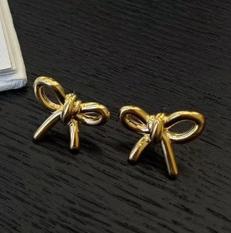 1 Pair Simple Style Bow Knot Plating Alloy Ear Studs