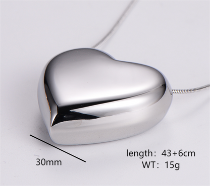 Simple Style Heart Shape Stainless Steel 18k Gold Plated Pendant Necklace