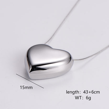 Simple Style Heart Shape Stainless Steel 18k Gold Plated Pendant Necklace