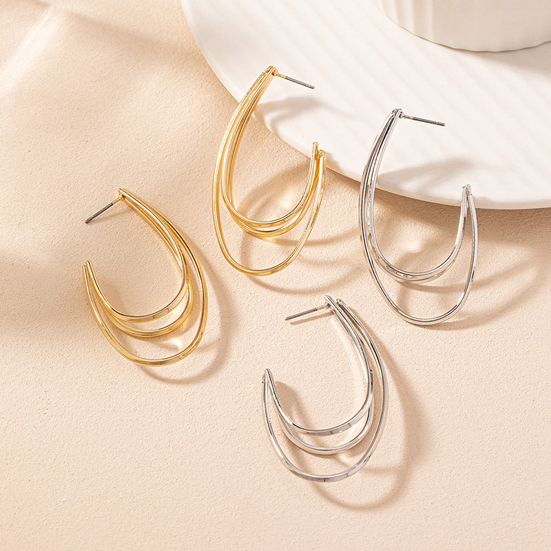 1 Pair Simple Style Lines Iron Ear Studs