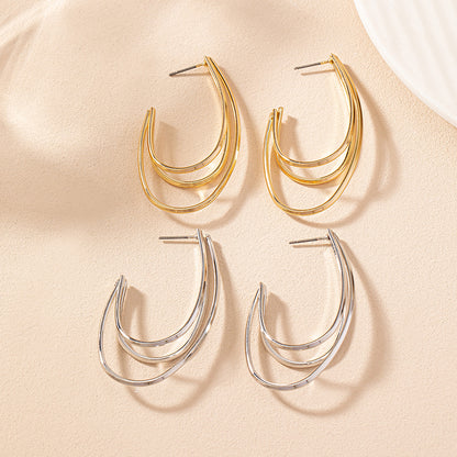 1 Pair Simple Style Lines Iron Ear Studs