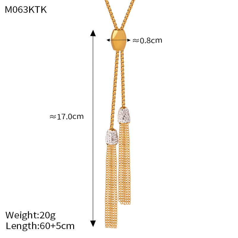 Casual Elegant Tassel Rhinestones Titanium Steel Wholesale Sweater Chain