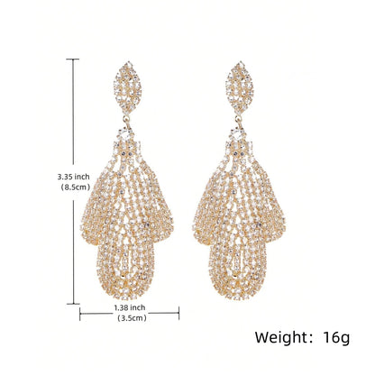 1 Pair Elegant Tassel Flower Bow Knot Plating Inlay Copper Zircon Drop Earrings