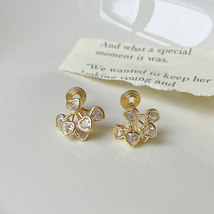 1 Pair Simple Style Heart Shape Plating Inlay Copper Zircon Ear Cuffs Ear Studs